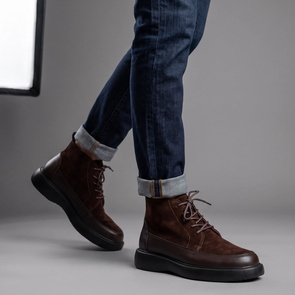 OR112 Bottines Montantes Homme - Cuir Marron