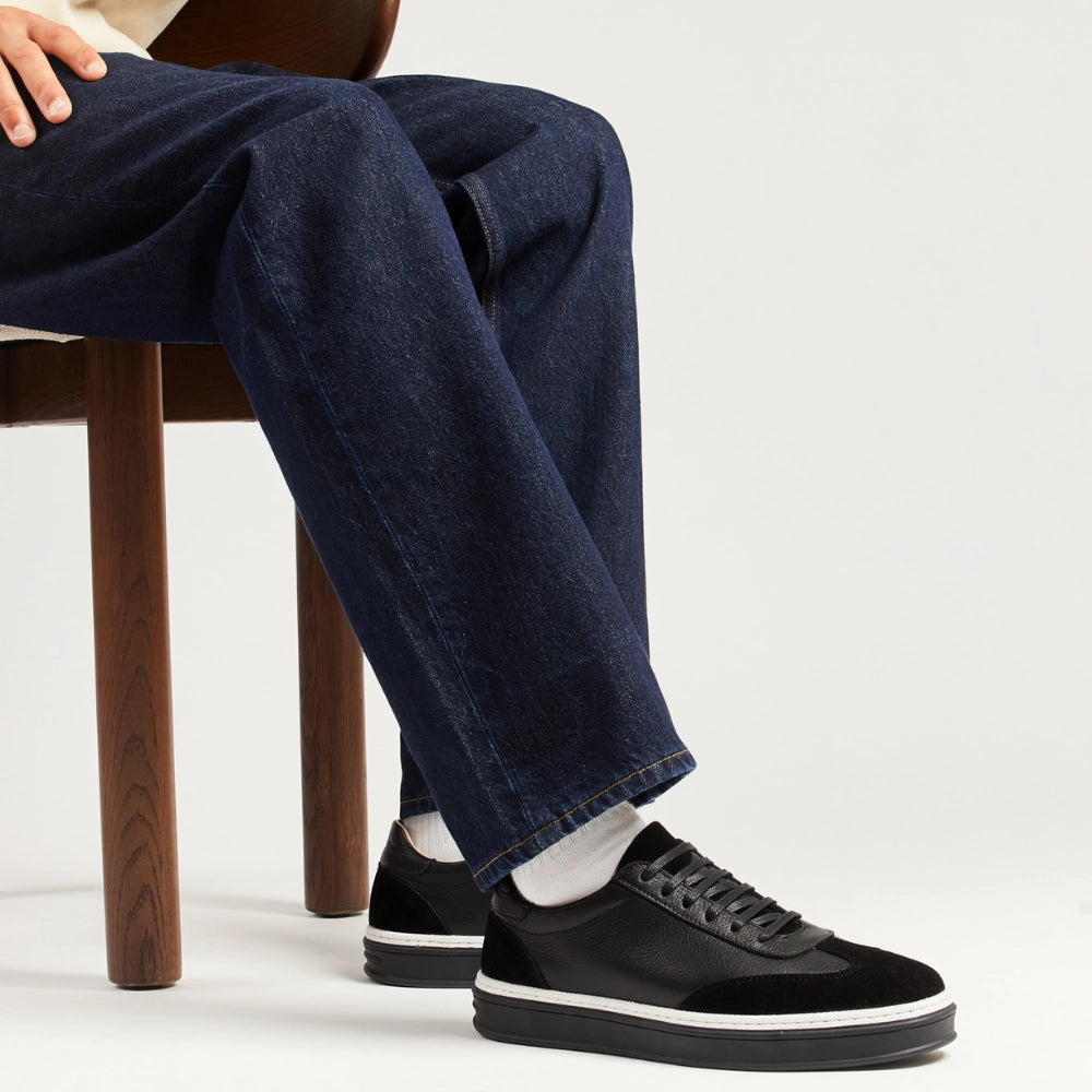 OR02 Sneakers Bi-Matière - Cuir Noir
