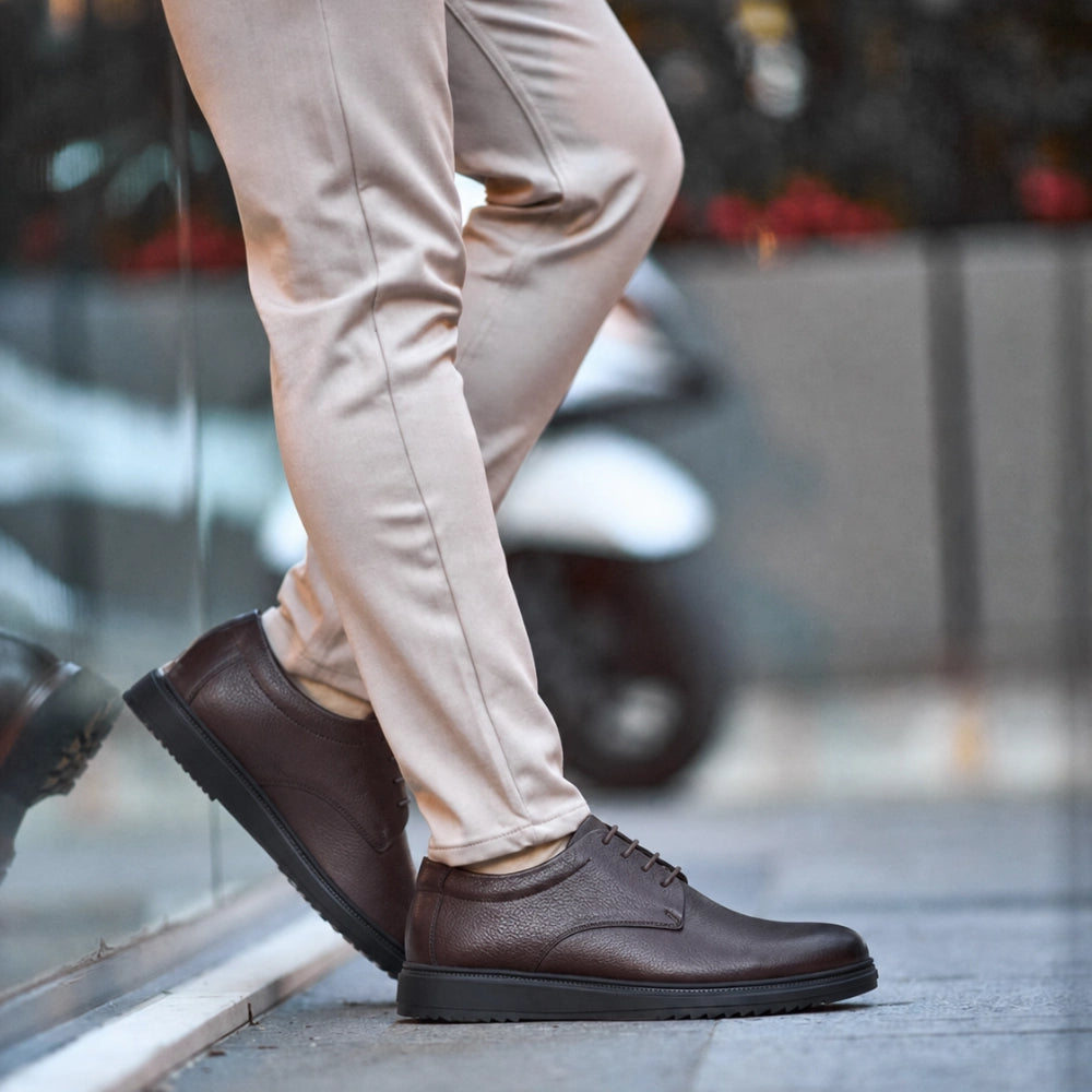 OR018 Derby Casual Homme - Cuir Marron