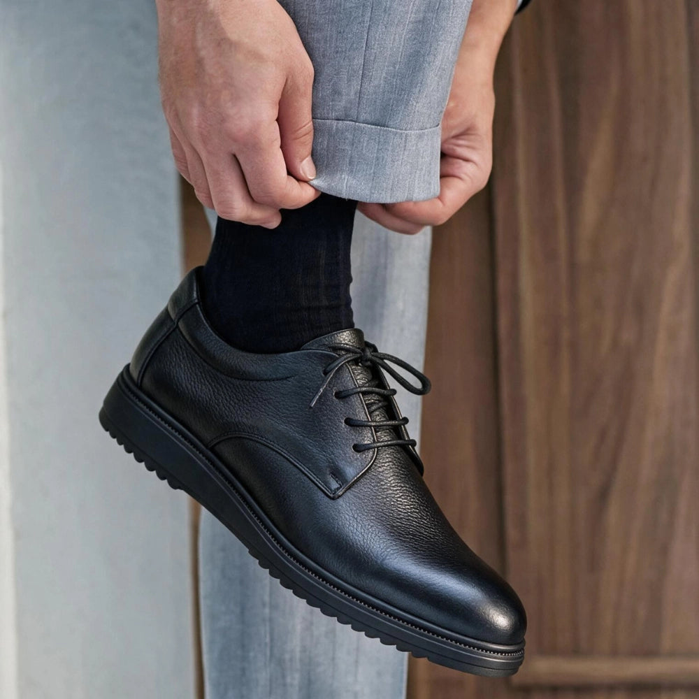 OR018 Derby Casual Homme - Cuir Noir