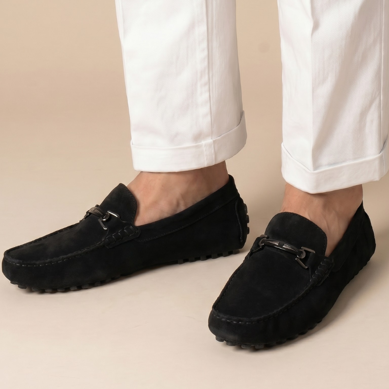 OR12: Mocassin Daim Noir - homme