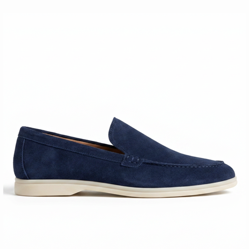BERLIN : Mocassins Homme en Daim Bleu marine