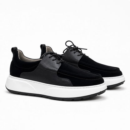 Valméro: Sneakers à Bout Mocassin - Daim Noir