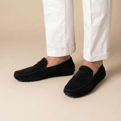 OR11: Mocassin Daim Noir - homme
