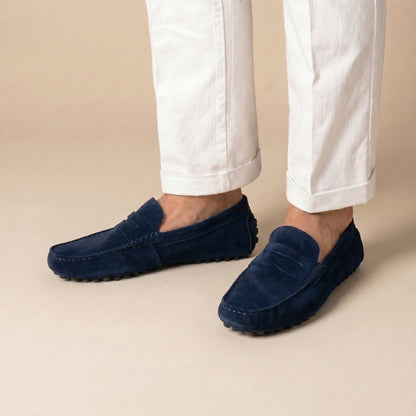 OR11: Mocassin Daim Bleu Marine - homme