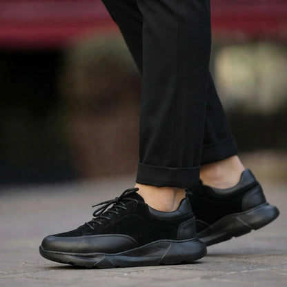 BASKET NOMADE EN CUIR - NOIR